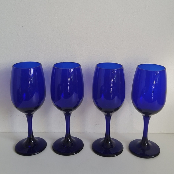 Libbey Cobalt Blue Champagne Glasses, set of 4 - Picture 2 of 5